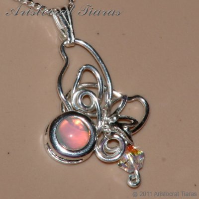 Floral design opal Swarovski handmade 925 necklace picture 11
