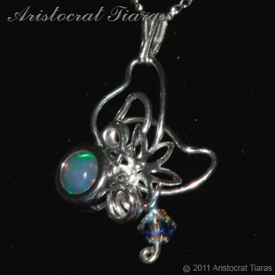 Floral design opal Swarovski handmade 925 necklace picture 3