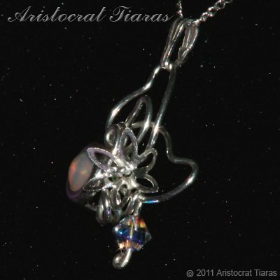Floral design opal Swarovski handmade 925 necklace picture 4