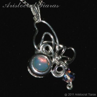 Floral design opal Swarovski handmade 925 necklace picture 5