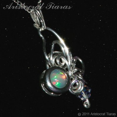 Floral design opal Swarovski handmade 925 necklace picture 6