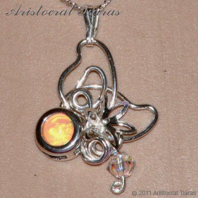 Floral design opal Swarovski handmade 925 necklace picture 8