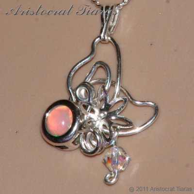 Floral design opal Swarovski handmade 925 necklace picture 9