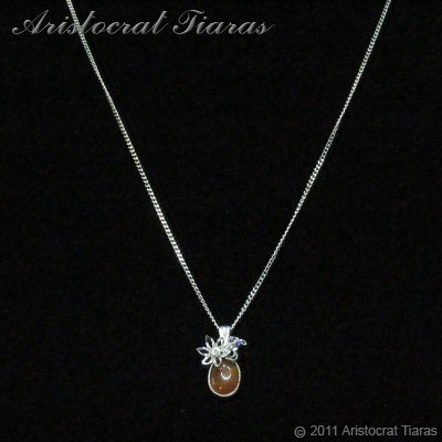 Flower design opal handmade Swarovski 925 necklace picture 2