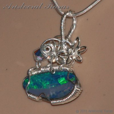 Tropical feel design opal doublet 925 necklace picture 10