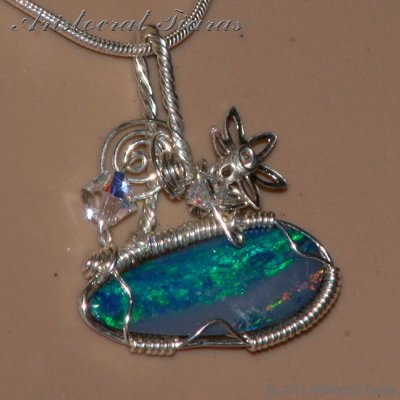 Tropical feel design opal doublet 925 necklace picture 11