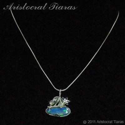 Tropical feel design opal doublet 925 necklace picture 2