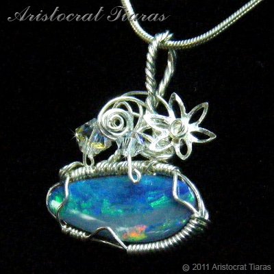 Tropical feel design opal doublet 925 necklace picture 3