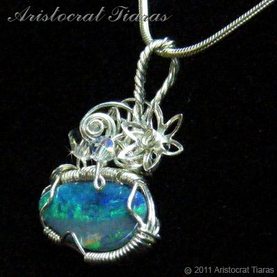 Tropical feel design opal doublet 925 necklace picture 4
