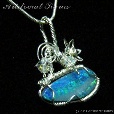 Tropical feel design opal doublet 925 necklace picture 5
