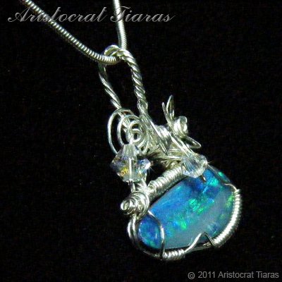 Tropical feel design opal doublet 925 necklace picture 6