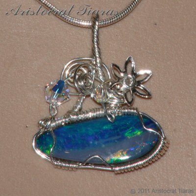 Tropical feel design opal doublet 925 necklace picture 8