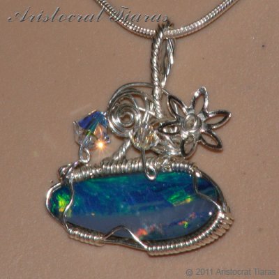 Tropical feel design opal doublet 925 necklace picture 9