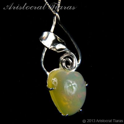 Lady Elise 925 silver swirls leaf heart opal necklace picture 3