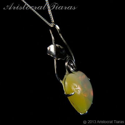 Lady Elise 925 silver swirls leaf heart opal necklace picture 5