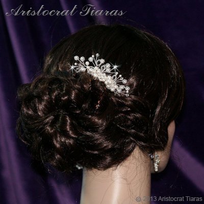Lady Alina handmade Swarovski pearl flower hair comb picture 2