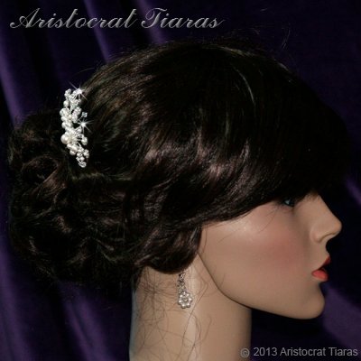 Lady Alina handmade Swarovski pearl flower hair comb picture 3