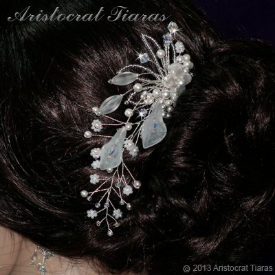 Lady Amelia jade lily Swarovski hair comb picture 2