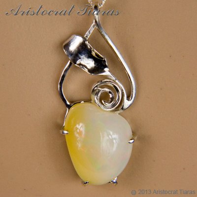 Lady Elise 925 silver swirls leaf heart opal necklace picture 8