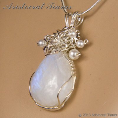 Lady Grace 925 flowers pearls moonstone necklace picture 10