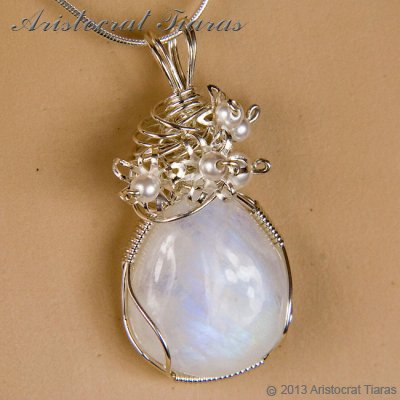 Lady Grace 925 flowers pearls moonstone necklace picture 9
