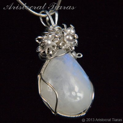 Lady Grace 925 flowers pearls moonstone necklace picture 3