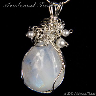 Lady Grace 925 flowers pearls moonstone necklace picture 5