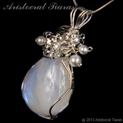 Lady Grace 925 flowers pearls moonstone necklace picture 7