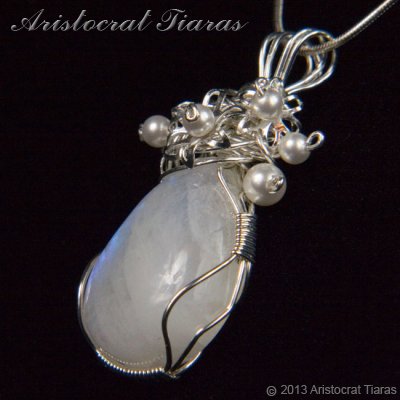 Lady Grace 925 flowers pearls moonstone necklace picture 8