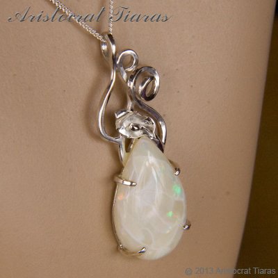 Lady Katherine 925 silver leaf Opal necklace picture 11