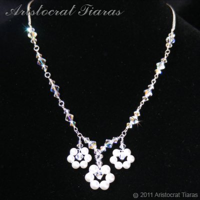 Lady Petunia flowers handmade Swarovski necklace picture 1