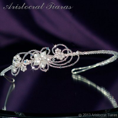 Lady Rosaleen handmade Swarovski pearl flower bridal headband picture 2
