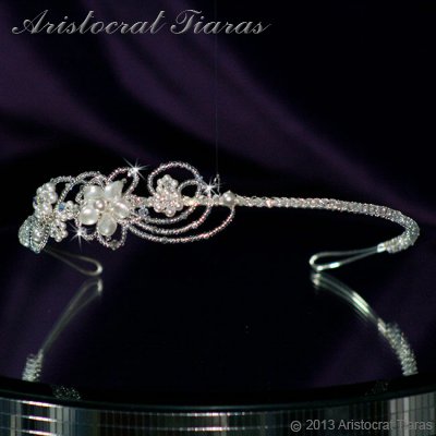 Lady Rosaleen handmade Swarovski pearl flower bridal headband picture 3