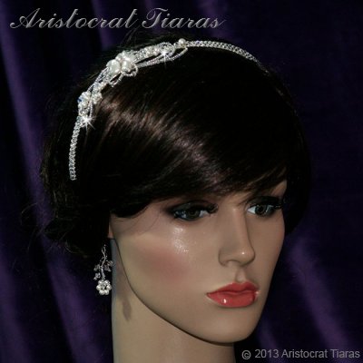 Lady Rosaleen handmade Swarovski pearl flower bridal headband picture 4