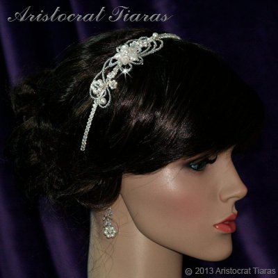 Lady Rosaleen handmade Swarovski pearl flower bridal headband picture 5