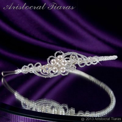 Princess Laura floral Swarovski bridal headband picture 2
