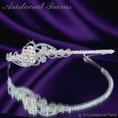 Princess Laura floral Swarovski bridal headband picture 3
