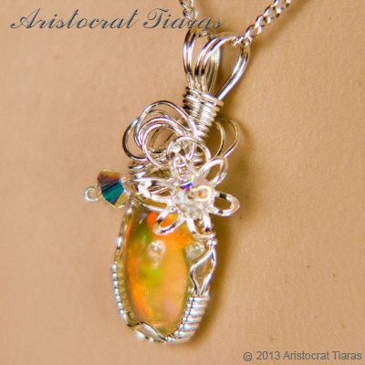 Swirls design opal handmade Swarovski 925 necklace picture 10