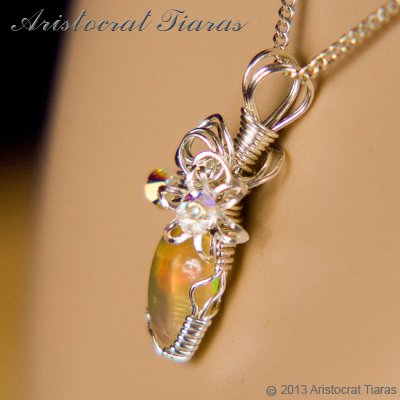 Swirls design opal handmade Swarovski 925 necklace picture 11