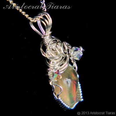 Swirls design opal handmade Swarovski 925 necklace picture 3