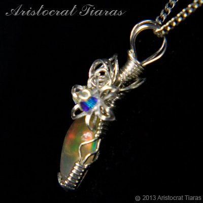 Swirls design opal handmade Swarovski 925 necklace picture 5
