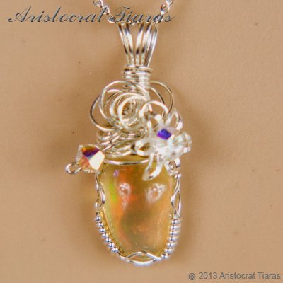 Swirls design opal handmade Swarovski 925 necklace picture 6