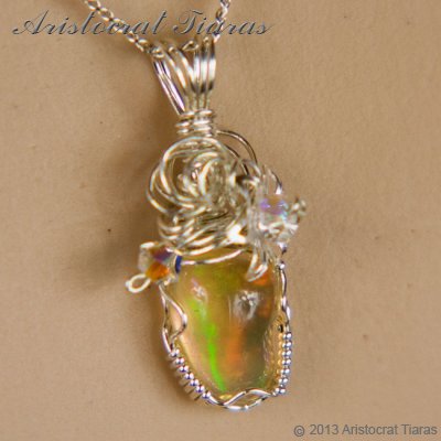 Swirls design opal handmade Swarovski 925 necklace picture 7