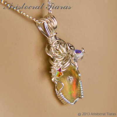 Swirls design opal handmade Swarovski 925 necklace picture 8