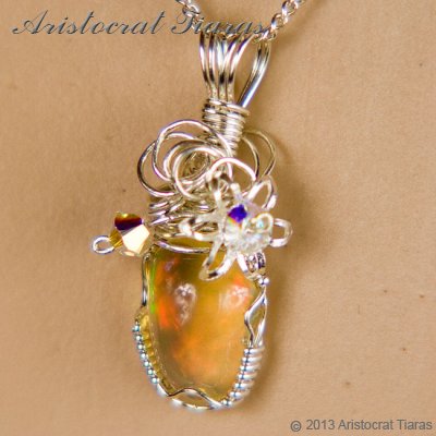 Swirls design opal handmade Swarovski 925 necklace picture 9