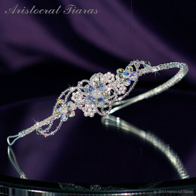 Lady Helena handmade Swarovski crystal flower bridal headband