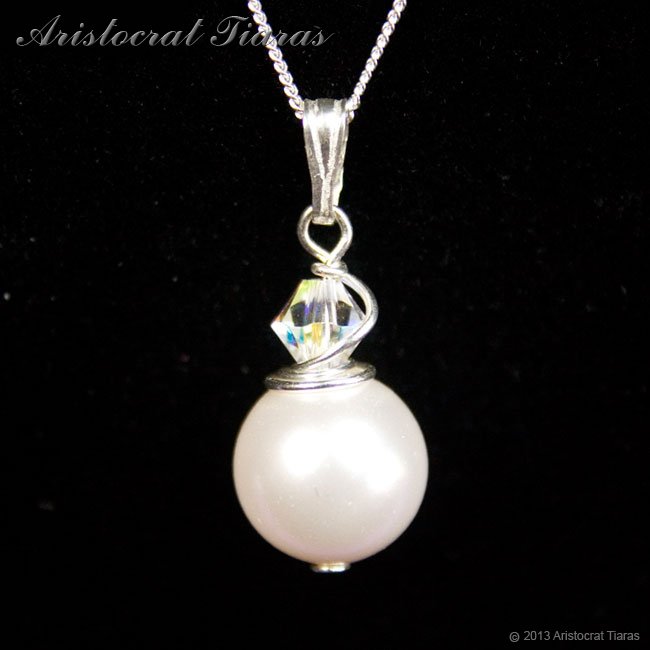 Princess Roza 925 silver Swarovski pearl necklace